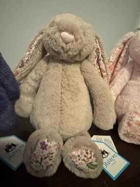Jellycat Beige Floral-Ear Small Bashful Bunny